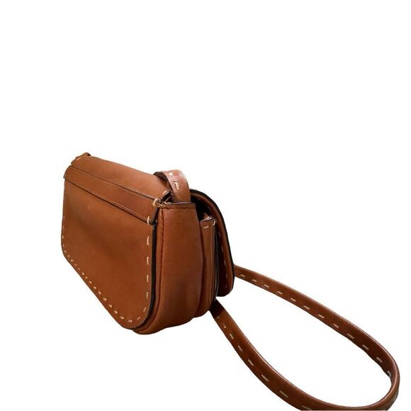 👍🥳 Adrienne Vittadni Womens Brown Inner Zipper Pockets Casual Crossbody Bag - Picture 7 of 10